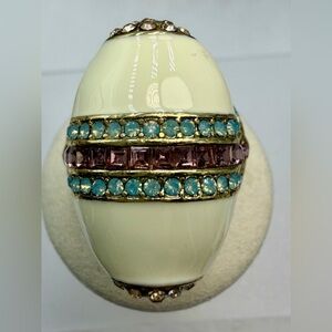 Heidi Daus Enamel Cream and Turquoise Ring
